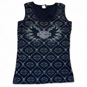 Harley-davidson Women's Black and Navy Vest